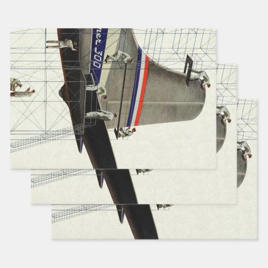 ヴィンテージ輸送、航空機メンテナンス ラッピングペーパーシート (セット)