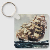 ヴィンテージ輸送、荒海のクリッパー船 キーホルダー (正面)