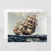 ヴィンテージ輸送、荒海のクリッパー船 ポストカード (正面/裏面)