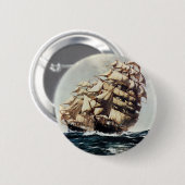 ヴィンテージ輸送、荒海のクリッパー船 缶バッジ (正面&裏面)