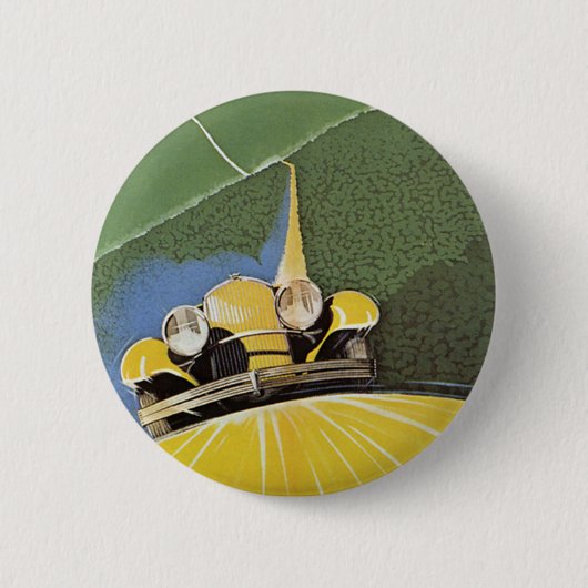 ヴィンテージ輸送、車からのヘッドライト 缶バッジ (正面)