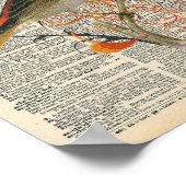 ヴィンテージ辞書かわいらしアートレッドオレンジバード ポスター (角)