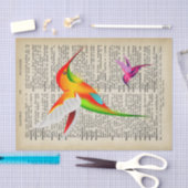 ヴィンテージ辞書のページのカラフルなハチドリ 薄葉紙 (クラフト)