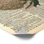 ヴィンテージ辞書アートビューティフルピーコックバード ポスター (角)