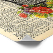 ヴィンテージ辞書ウォールアート鳥とケージ ポスター (角)