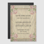 ヴィンテージ辞書プリントとバラ日付の保存 マグネット招待状 (正面/裏面)