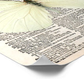 ヴィンテージ辞書ページと白蝶 ポスター (角)