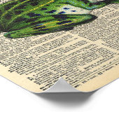 ヴィンテージ辞書ページのクラウン付きヴィンテージカエル ポスター (角)