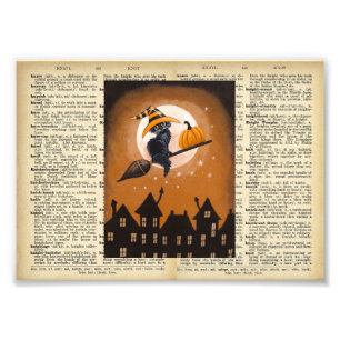 ヴィンテージ辞書ページのヴィンテージハロウィーン画像 フォトプリント