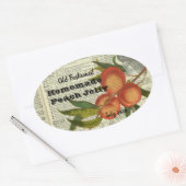 ヴィンテージ辞書ページピーチゼリー缶詰ラベル 楕円形シール (封筒)