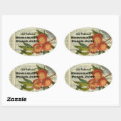 ヴィンテージ辞書ページピーチゼリー缶詰ラベル 楕円形シール (シート)