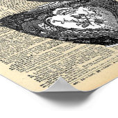 ヴィンテージ辞書ページ(Bird and Teacup) ポスター (角)