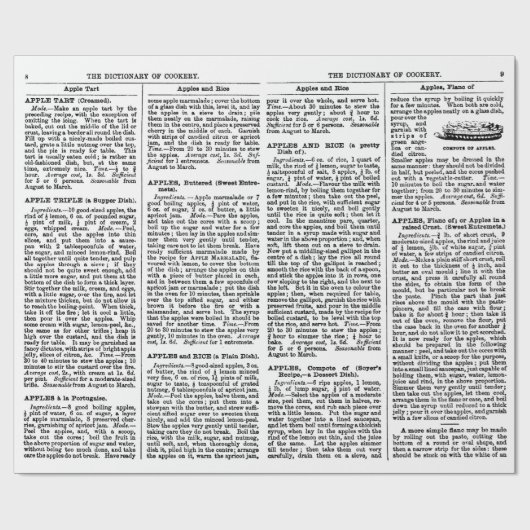 ヴィンテージ辞書調理師ブックページAppleレシピ ラッピングペーパー (フラット)
