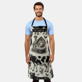 ヴィンテージ農園絵画動物 エプロン (着用した状態)