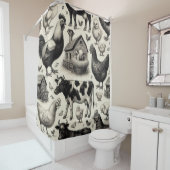 ヴィンテージ農園絵画動物 シャワーカーテン (インサイチュ)