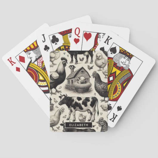 ヴィンテージ農園絵画動物 トランプ (裏面)