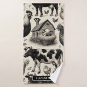 ヴィンテージ農園絵画動物 バスタオル (バスタオル)