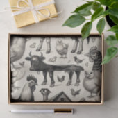 ヴィンテージ農園絵画動物 薄葉紙