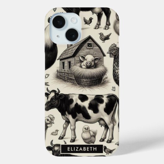 ヴィンテージ農園絵画動物 Case-Mate iPhoneケース (裏面)