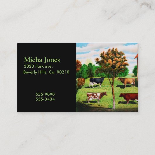 ヴィンテージ農場の典型的な牛品種 名刺 (正面)