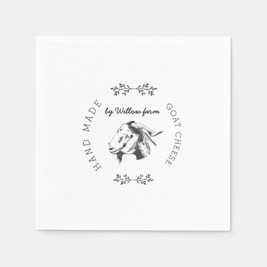 ヴィンテージ農場の新鮮なヤギのチーズモノグラム スタンダードカクテルナプキン (正面)