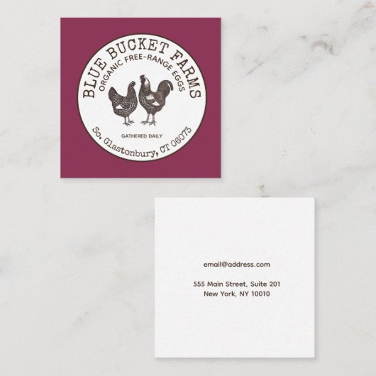 ヴィンテージ農場の生卵 スクエア名刺 (正面/裏面)