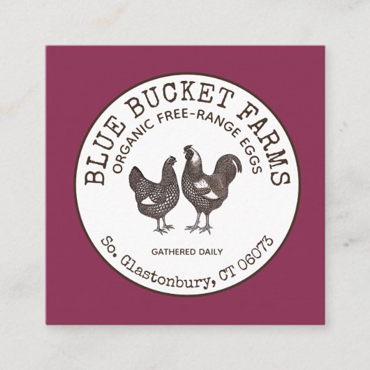 ヴィンテージ農場の生卵 スクエア名刺 (正面)