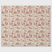 ヴィンテージ農場の赤とクリームのトイル ラッピングペーパー (フラット)