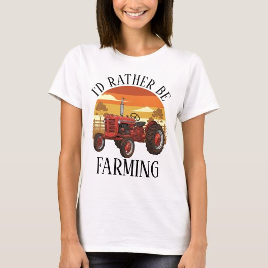 ヴィンテージ農場ライフトラクターサンセットTシャツ Tシャツ (正面)