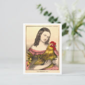 ヴィンテージ農家のペットの鶏はがき ポストカード (スタンド正面)