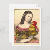 ヴィンテージ農家のペットの鶏はがき ポストカード (正面/裏面)