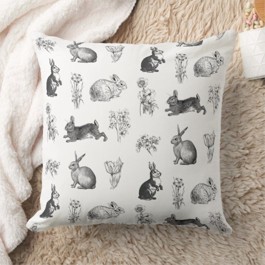 ヴィンテージ農家のモダンイースターウサギ クッション (ブランケット)