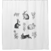 ヴィンテージ農家のモダンイースターウサギ シャワーカーテン (正面)