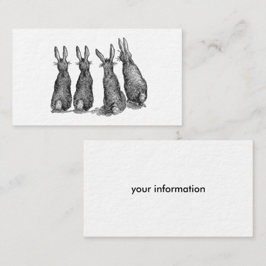 ヴィンテージ農家のモダンイースターウサギ 名刺 (正面/裏面)