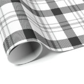 ヴィンテージ農家の白と黒の格子模様 ラッピングペーパー (ロールコーナー)