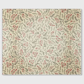 ヴィンテージ農家の緑の赤いクリームの葉は素朴 ラッピングペーパー (フラット)