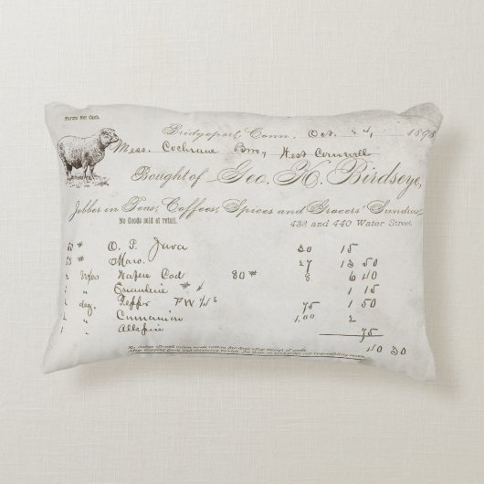 ヴィンテージ農家の羊の枕クリーム&グレー。 アクセントクッション (裏面)