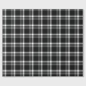 ヴィンテージ農家の黒と白の格子模様 ラッピングペーパー (フラット)