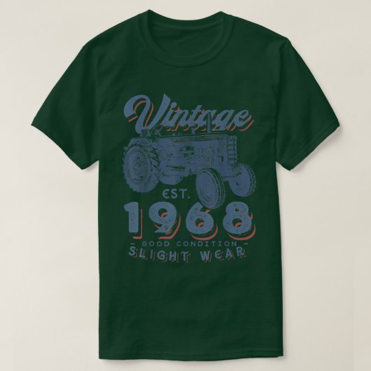 ヴィンテージ農家トラクター設立1968 54誕生 Tシャツ (デザイン正面)