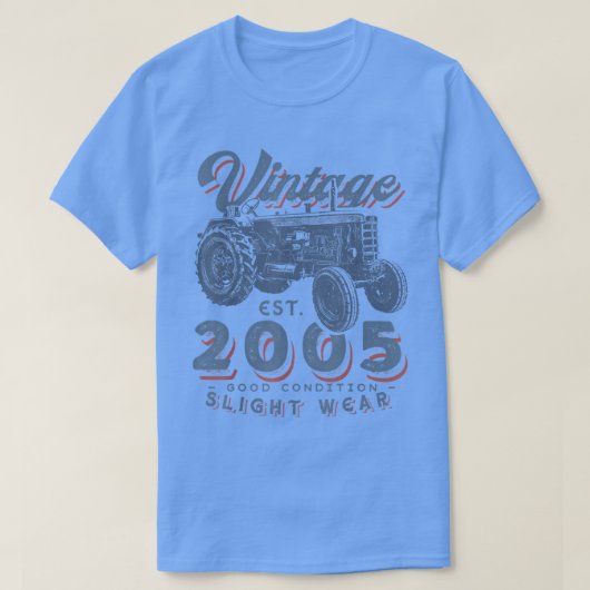 ヴィンテージ農家トラクター設立2005 17誕生 Tシャツ (デザイン正面)