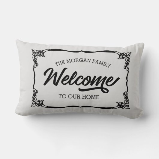 ヴィンテージ農家ファミリーウェルカムモノグラム ランバークッション (裏面)