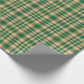 ヴィンテージ農家ベージュ赤い緑の格子模様クリスマス ラッピングペーパー (角)