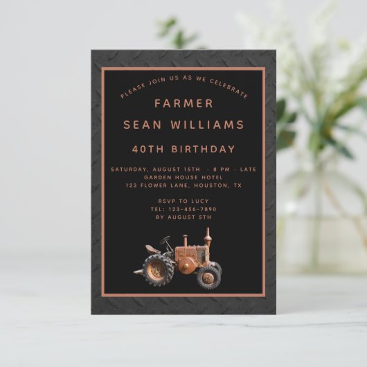 ヴィンテージ農家40歳の誕生日パーティー 招待状 (スタンド正面)