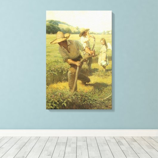 ヴィンテージ農家、NC Wyethによってファームに戻る キャンバスプリント (インサイチュ (ウッドフロア))
