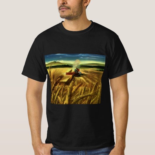 ヴィンテージ農業ファームビジネス、小麦農場 Tシャツ (正面)