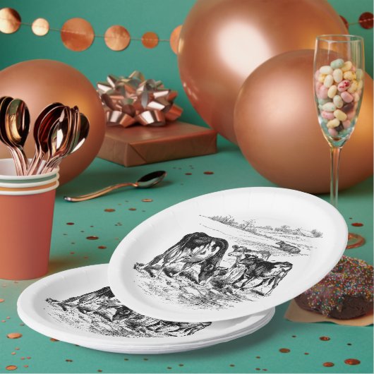 ヴィンテージ農産牛 ペーパープレート (複数)