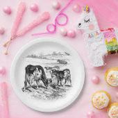 ヴィンテージ農産牛 ペーパープレート (パーティー)