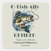 ヴィンテージ退職したの大きな魚が餌を取る スクエアシール (正面)