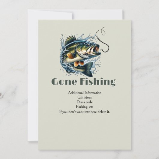 ヴィンテージ退職したの大きな魚が餌を取る 招待状 (裏面)
