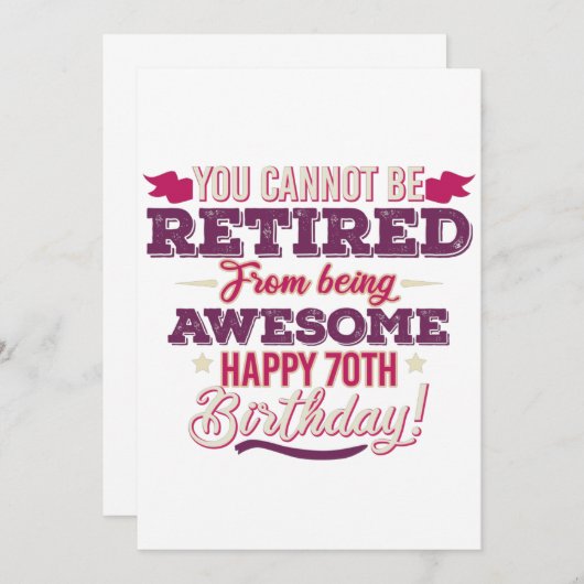 ヴィンテージ退職した素晴らし70歳の誕生日ことわざ セーブザデート (正面/裏面)